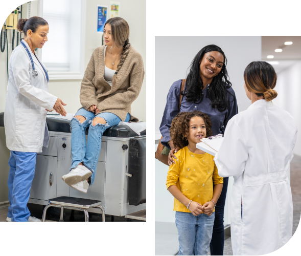 Doctor consultations with patients in medical settings.